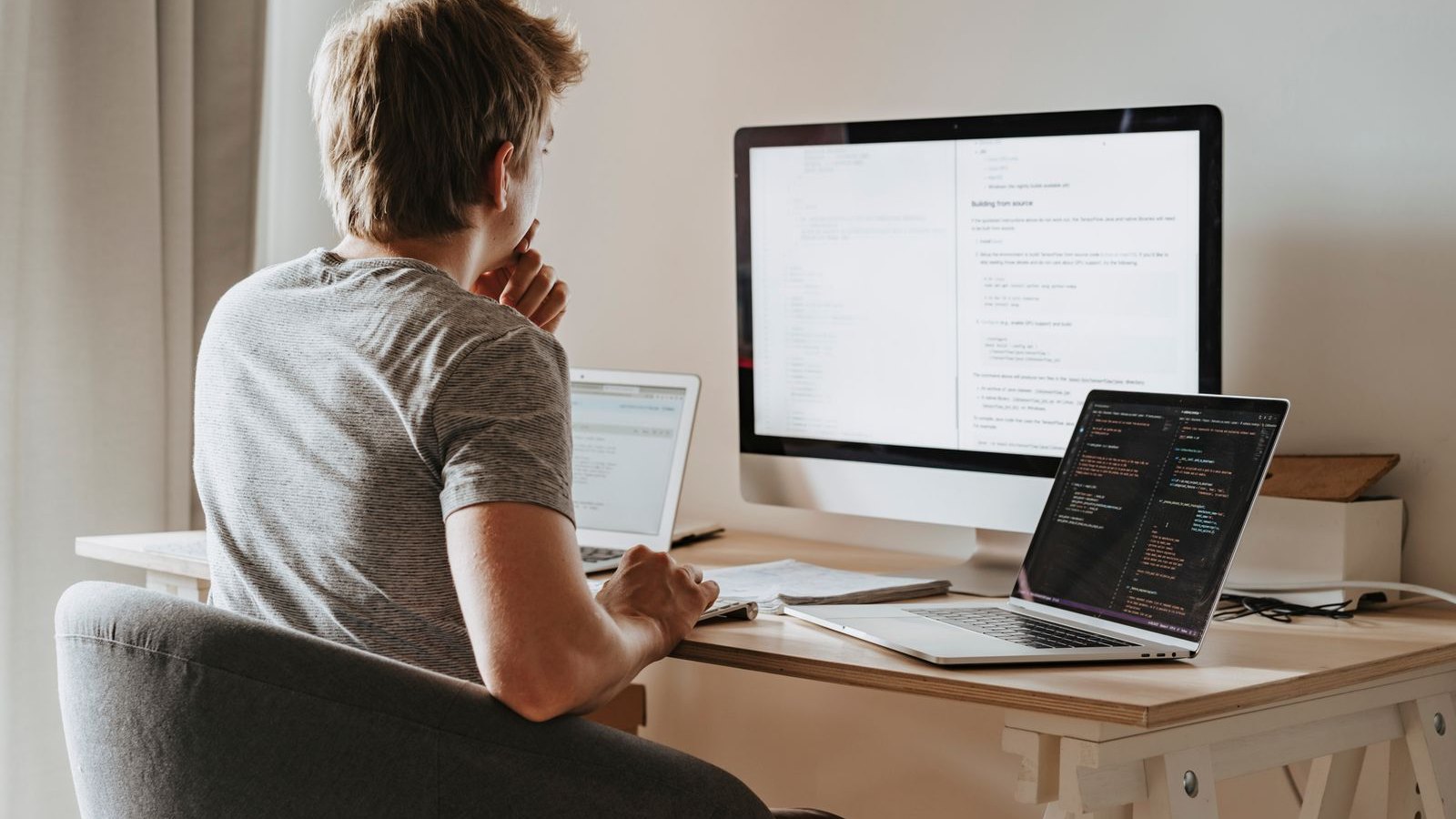Tester walking through a user journey across two screens