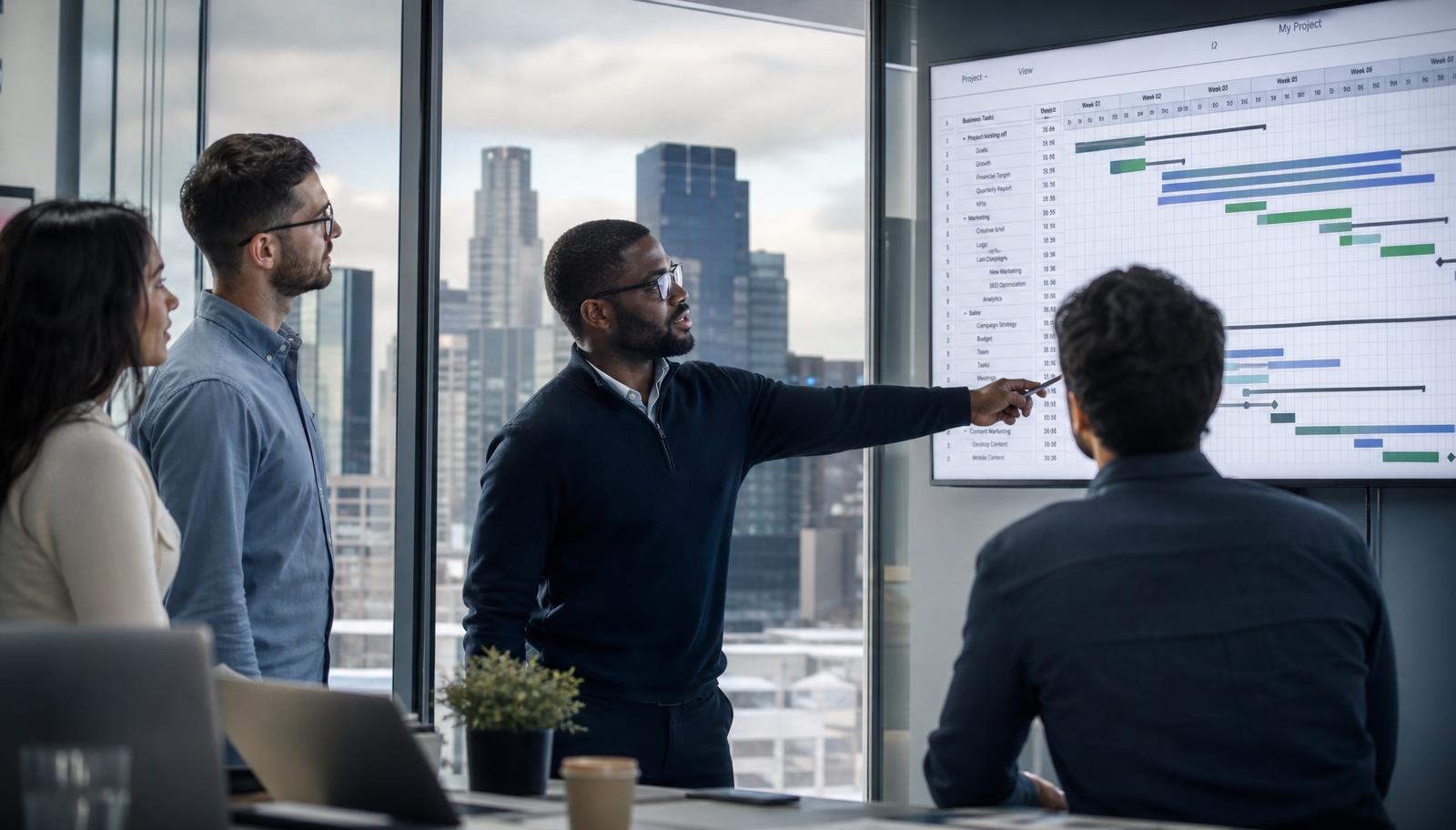 UK technology contractors collaborating in a modern London office
